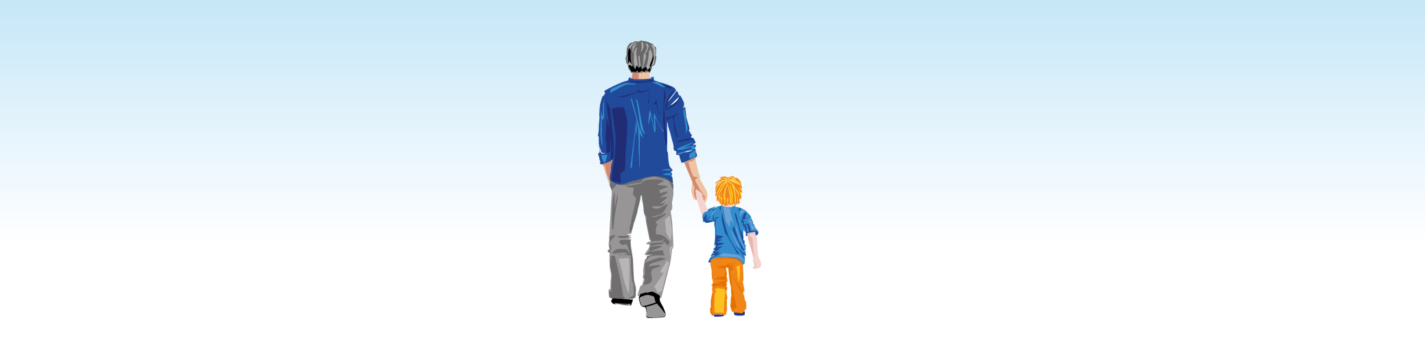 Vader weet de weg. Vader en zoon lopen samen.