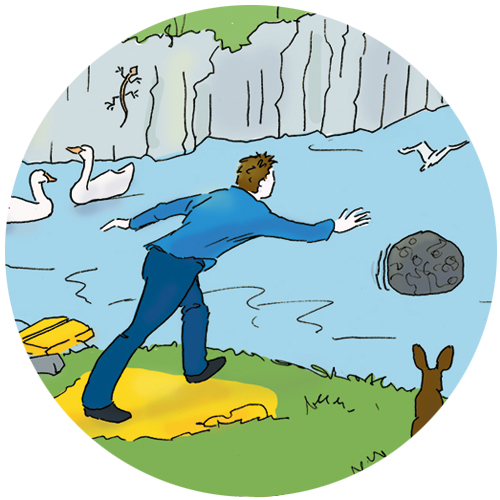 Let go and accept impediments. Throw that stone away! Get rid of obstructive matters.